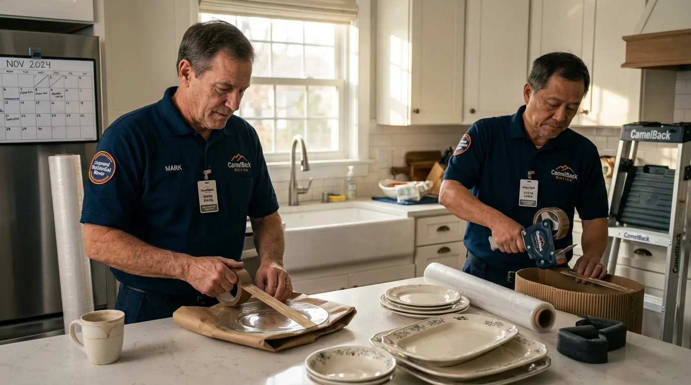 Professional crew packing kitchen dishware in Silverthorne, CO